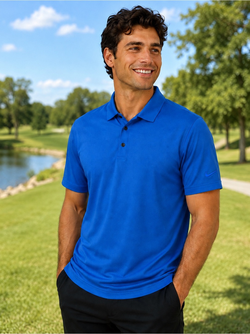 Nike Golf Dri-FIT Standard Fit Blue Polo Shirt XL